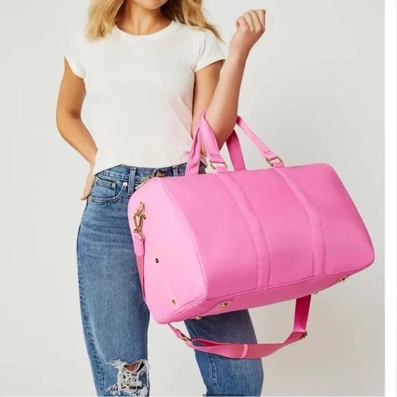 Stoney Clover Lane Classic Duffle Bag in Camel, Rare, leather look